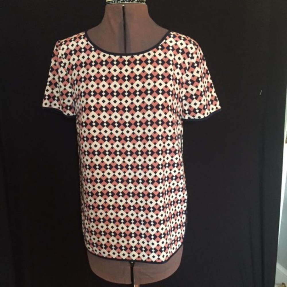 JCrew silk patterned top Size 2